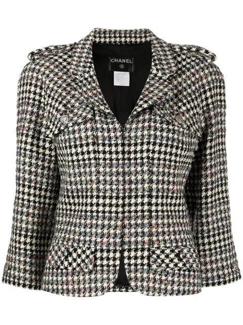 CHANEL Pre-Owned 2006 houndstooth-pattern zip-up jacket Grey CSLM0921CHAJACK2