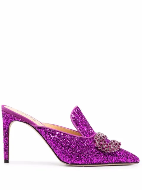 Giannico glittered high-heel mules Pink GI000390CP0544