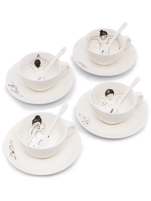 POLSPOTTEN Undressed ceramic tea set White 230400178