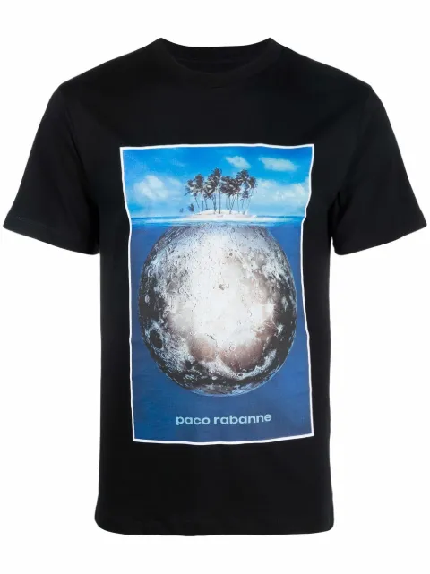 Rabanne logo-print T-shirt Black 22EJTE066CO0421