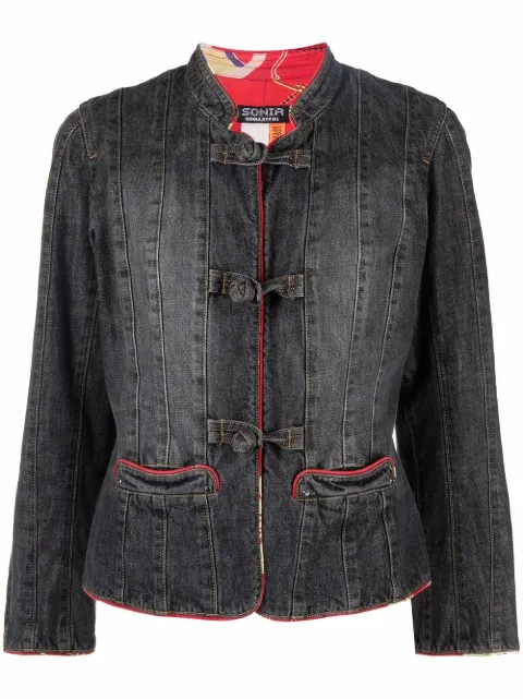 Sonia Rykiel Pre-Owned 2000s contrasting piping denim jacket Grey SORY250