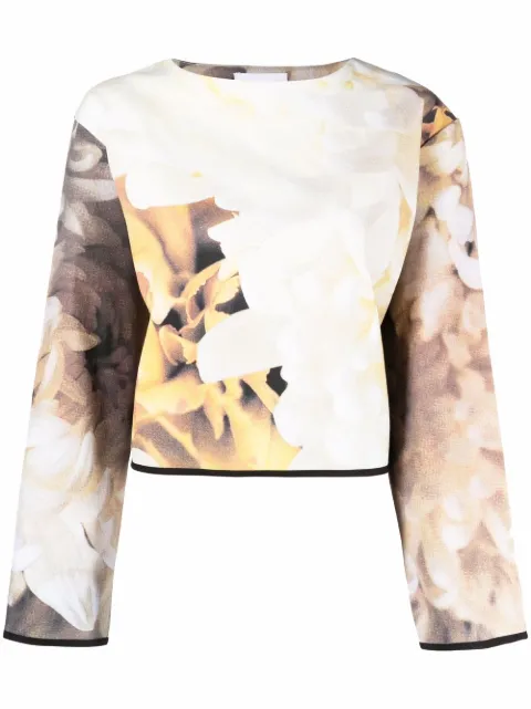 Atu Body Couture floral-print crew neck sweatshirt Neutrals AT22083