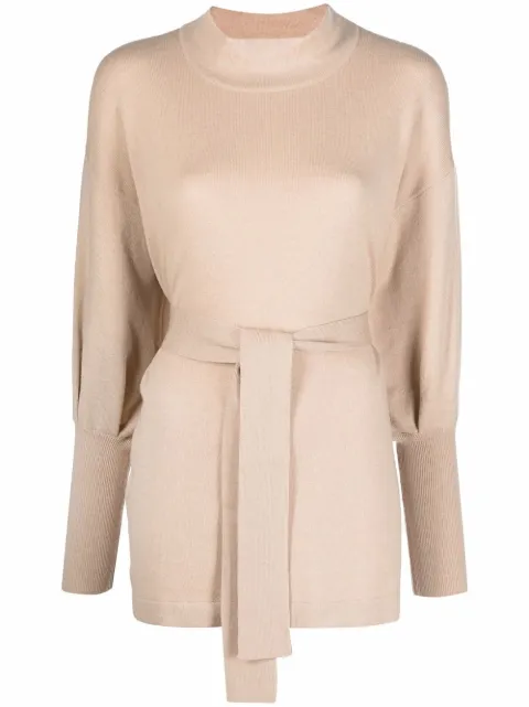 Fabiana Filippi belted puff sleeve jumper Neutrals MAD221W0410000N128
