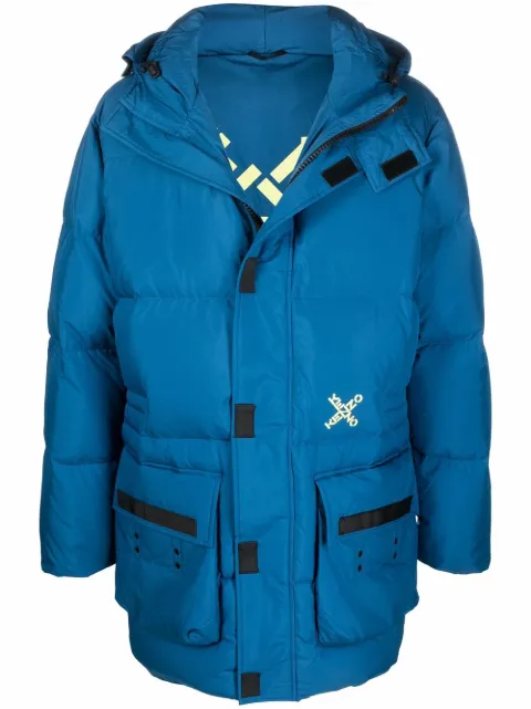 Kenzo padded hooded coat Blue FB65OU5501NO