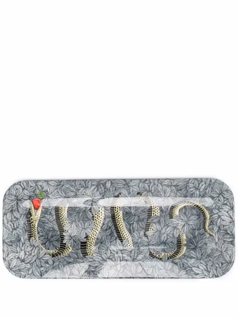 Fornasetti Original Sin snake-print tray Grey C21Y701