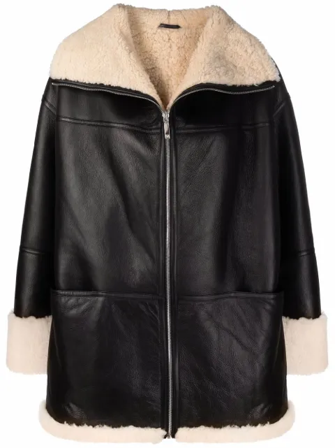 TOTEME signature shearling jacket black/off-white Black 214122606913