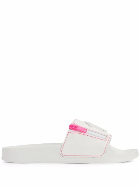 Giuseppe Zanotti Brett logo zip slides White RS20004001
