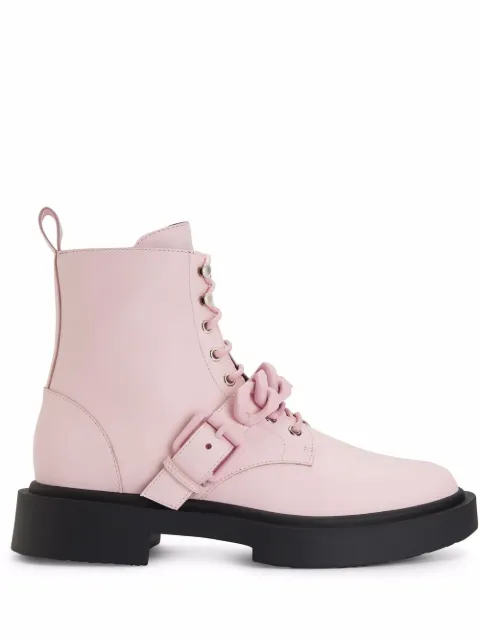 Giuseppe Zanotti Adric chain-trim combat boots Pink EU20028003