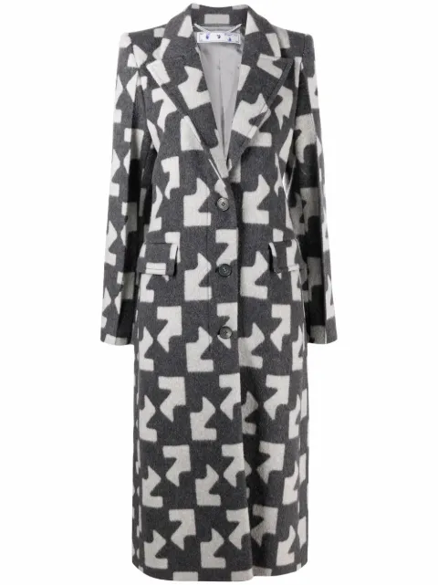 Off-White geometric pattern overcoat Grey OWER003F21FAB0030705