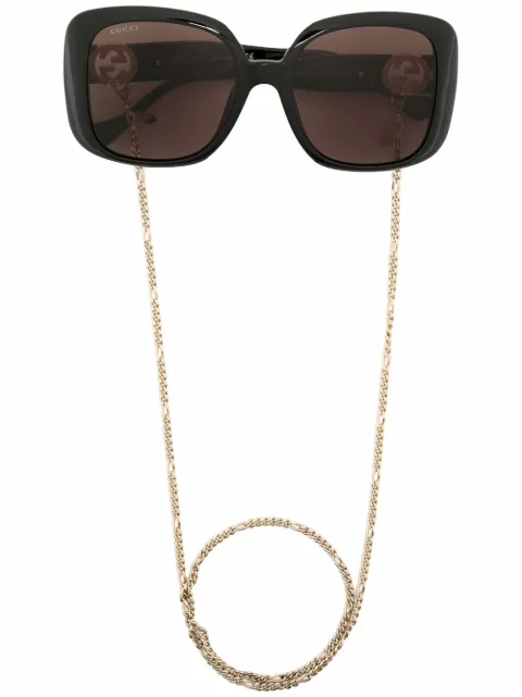 Gucci Eyewear square-frame chain sunglasses Black GG1029SA005