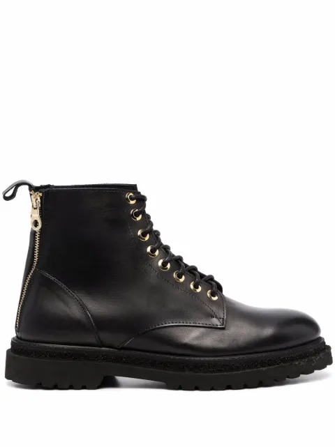 Giuliano Galiano zipped lace-up leather boots Black 46013401CALF