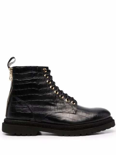 Giuliano Galiano crocodile effect lace-up boots Black 46013401KROCK