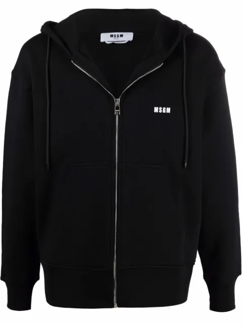 MSGM logo-print cotton hoodie Black 2000MM507200001
