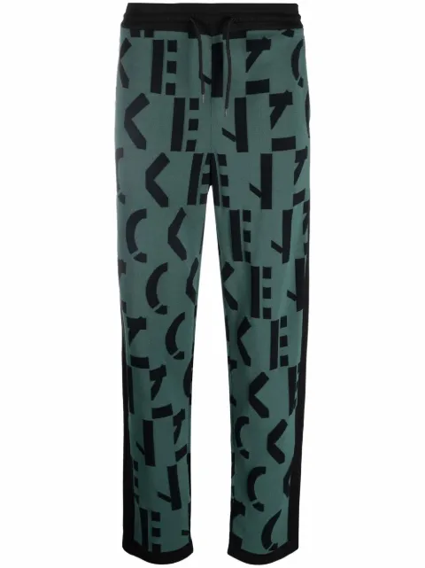 Kenzo logo-knit straight-leg joggers Green FB65PA6373SD