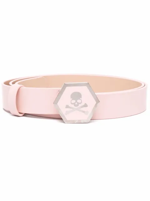 Philipp Plein skull-motif leather belt Pink FAAAWVA0369PLE010N