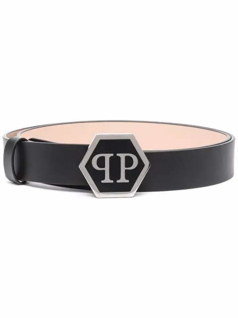 Philipp Plein Hexagon leather belt Black FAAAWVA0370PLE010N