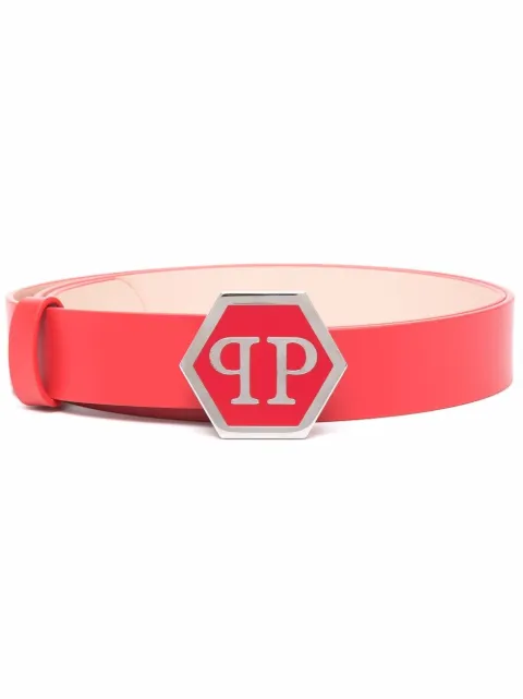 Philipp Plein Hexagon leather belt Red FAAAWVA0370PLE010N