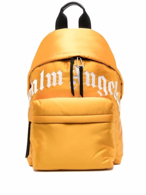Palm Angels curved-logo backpack Yellow PMNB012F21LEA0011801
