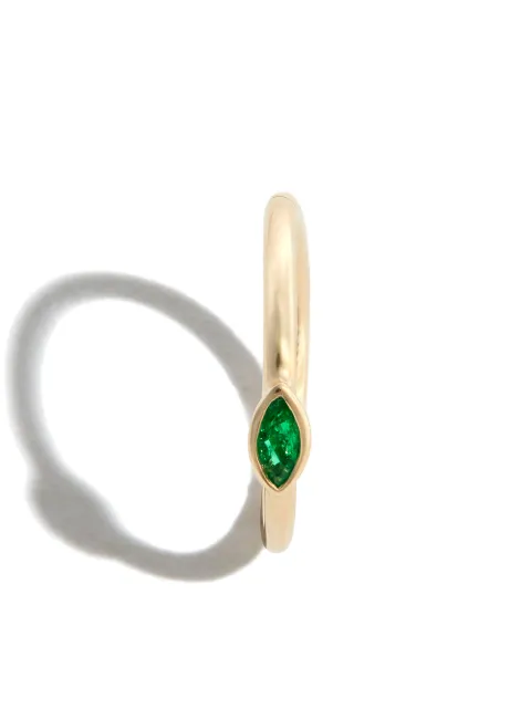 Jacquie Aiche 14kt yellow gold marquise emerald single hoop earring Gold 20031213