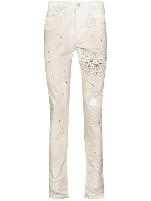 Purple Brand bandana patch skinny jeans Neutrals P001BPWH122