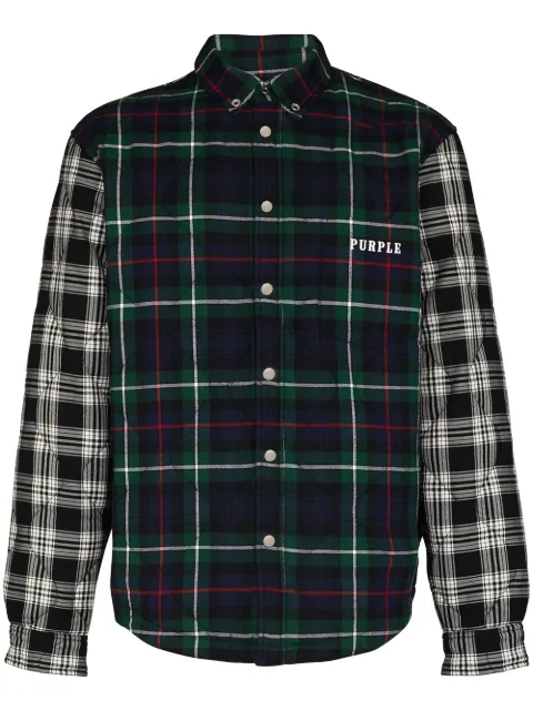 Purple Brand plaid logo quilted shirt Green P313QPGR122