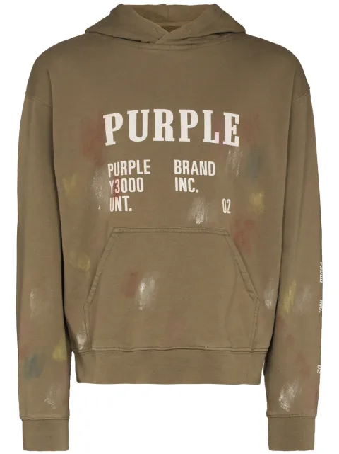 Purple Brand logo-print long-sleeve hoodie Green P404ASPE122