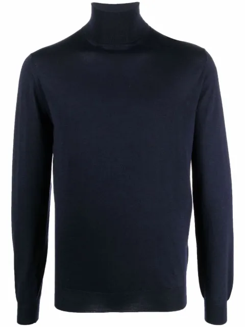 Dell'oglio fine knit roll neck jumper Blue DV1MLLSC18R