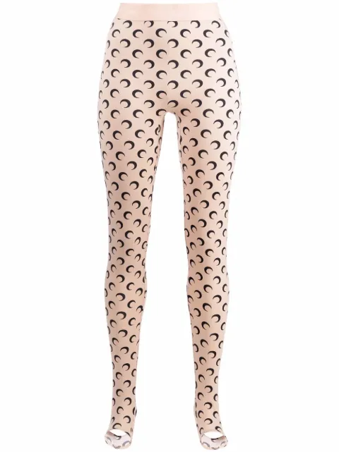 Marine Serre all over moon pattern leggings Neutrals P111ICOWPA000109