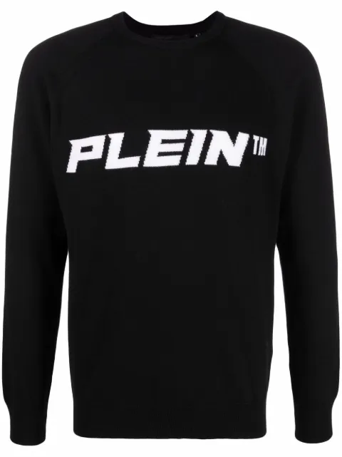 Philipp Plein logo-print crew neck jumper Black FAACMKO1106PKN002N