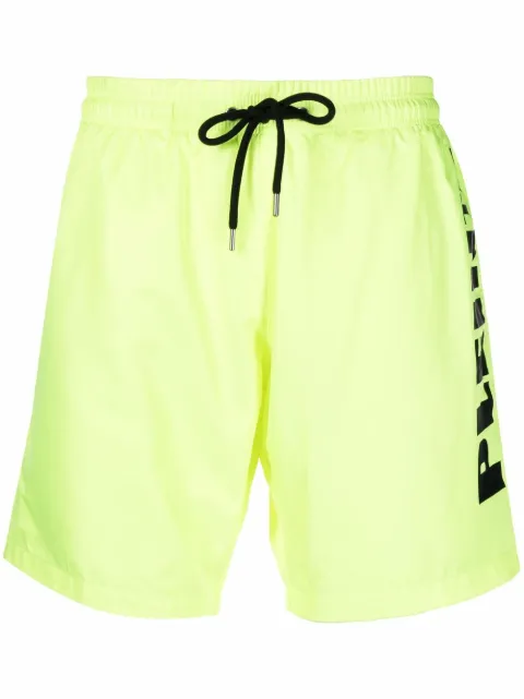 Philipp Plein logo-print drawstring-waist swim shorts Yellow PAACMMT0296PNY002N
