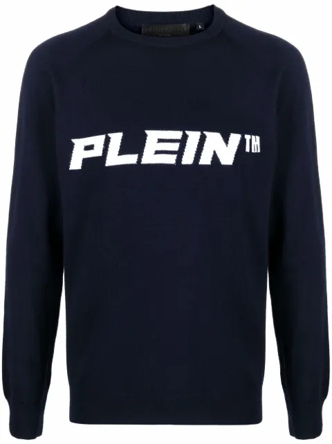 Philipp Plein logo-print jumper Blue FAACMKO1106PKN002N