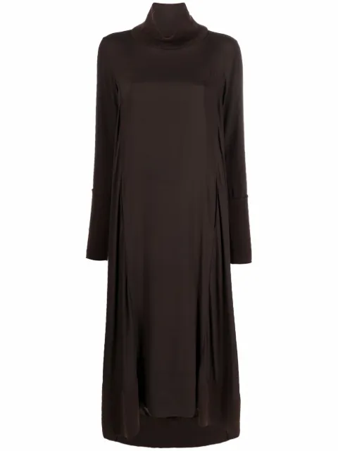 Kristensen Du Nord draped long-sleeve midi dress Brown Z346