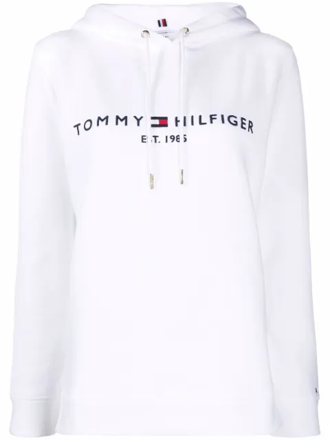 Tommy Hilfiger logo-print drawstring hoodie White WW0WW31998