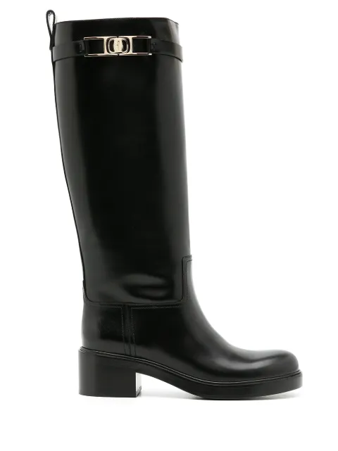 Ferragamo Gancini 55mm knee boots Black 750681