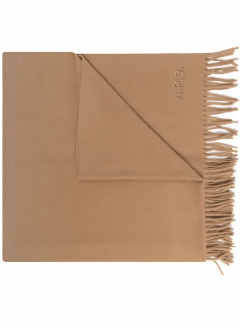 A.P.C. fringe-hem scarf Brown WOAFEM15170