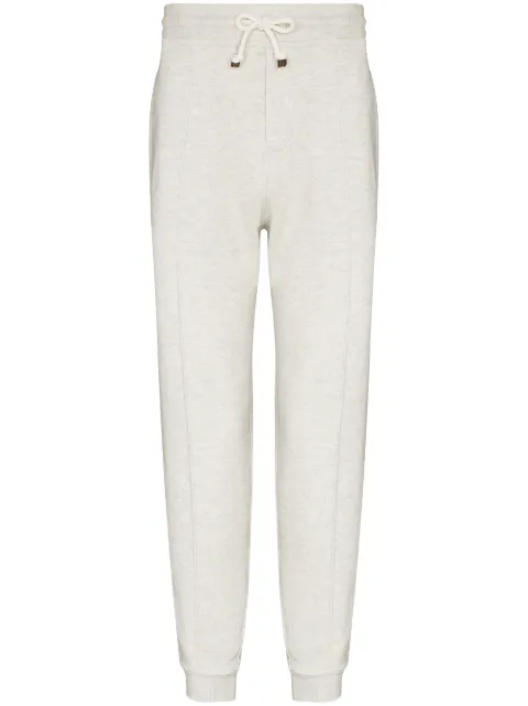 Brunello Cucinelli drawstring-waist tapered track pants White MTU063202GC005