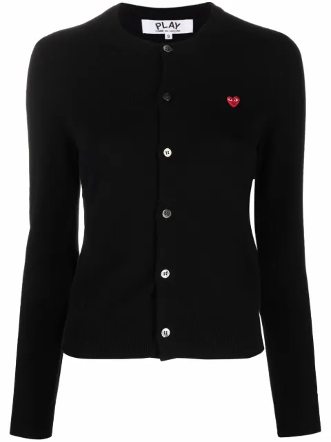 Comme Des Garçons Play logo-patch fine-knit cardigan Black P1N079