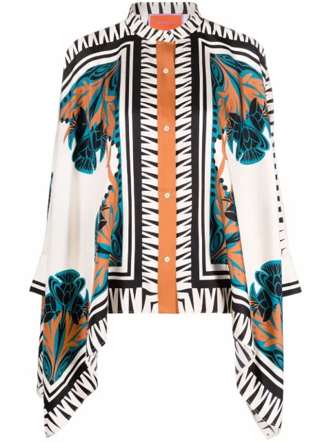 La DoubleJ foulard-design shirt Black SHI0059SIL006FLO0002