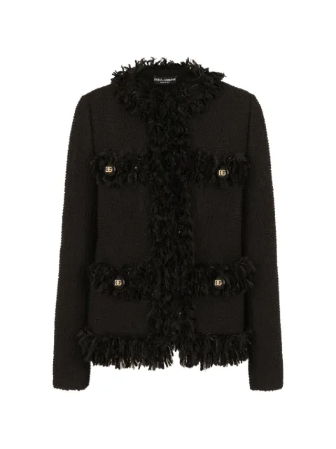Dolce & Gabbana single-breasted bouclé jacket Black F26CLTFU3JL
