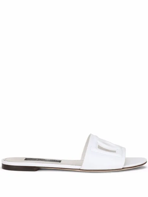 Dolce & Gabbana calfskin slides with DG logo White CQ0436AY32980001