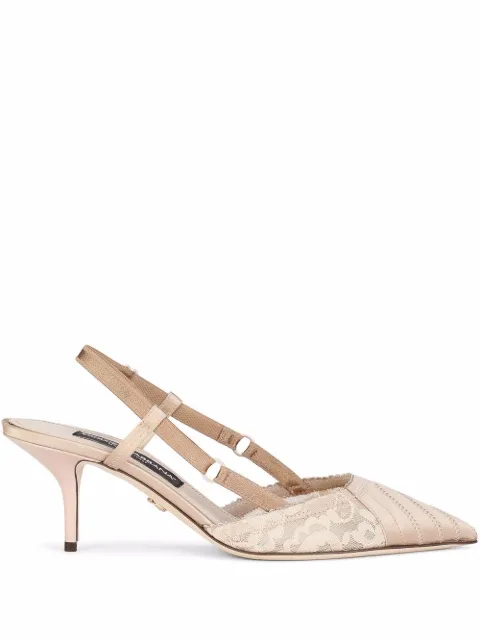 Dolce & Gabbana corset-style satin slingback pumps Neutrals CG0492AQ311