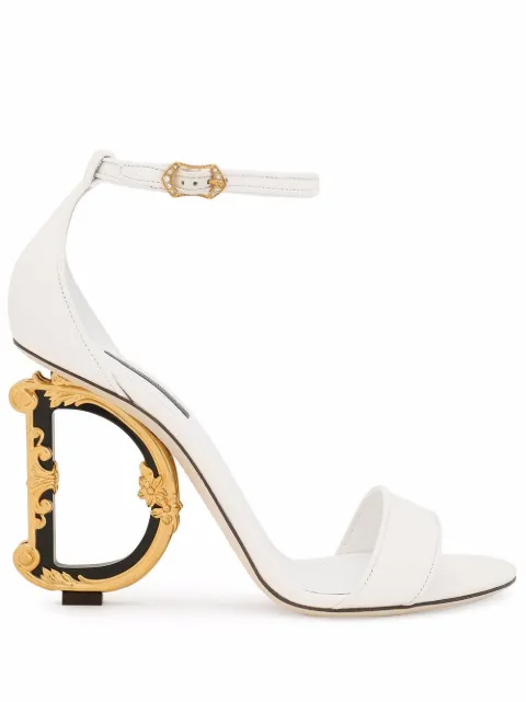 Dolce & Gabbana nappa leather sandals with baroque DG detail White CR0739AV967