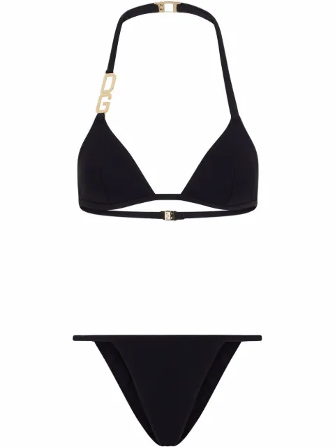 Dolce & Gabbana DG-logo triangle bikini Black O8B37JFUGA2