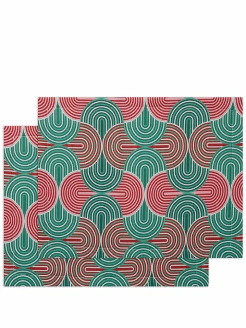 La DoubleJ set of 2 geometric-print table mats Green TBM0001LIN001SLI0005