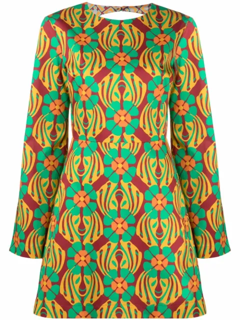 La DoubleJ Spock floral-print minidress Red DRE0295COT006CLO0003
