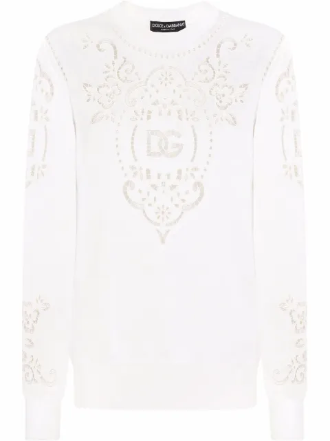 Dolce & Gabbana openwork-embroidery silk jumper White FX274ZJASPY