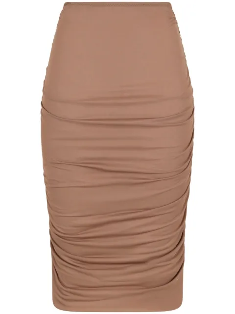 Dolce & Gabbana draped-detail midi skirt Brown F4CCMTHU7J4