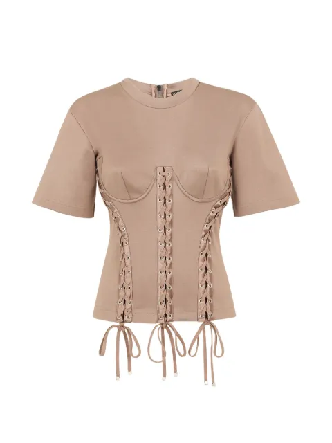 Dolce & Gabbana eyelet-detail corset T-shirt Brown F8Q48THU7H8