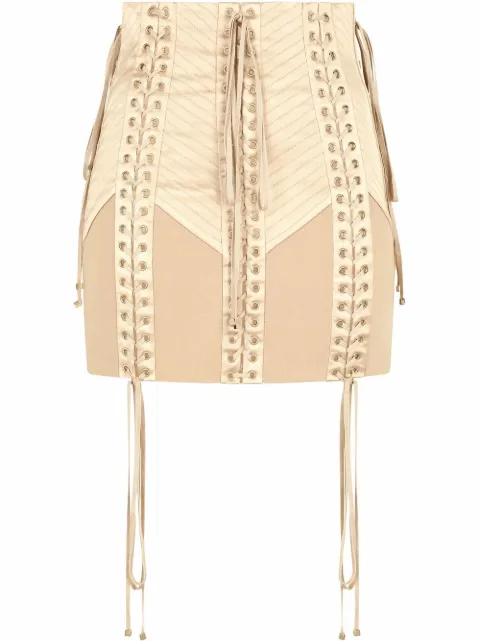 Dolce & Gabbana lace-up jersey miniskirt Neutrals F4CBFTFUGKF