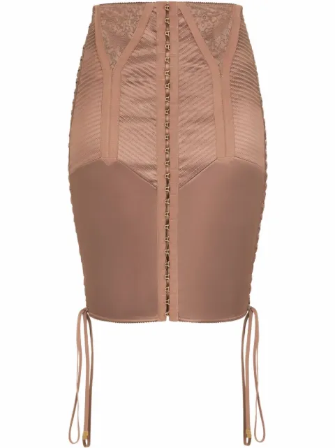Dolce & Gabbana lace-up satin miniskirt Brown F4CBETFURAD